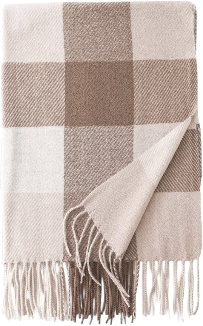 Sjaal Ruit/Checker - Beige | 195 x 65 cm | Polyester | Fashion Favorite