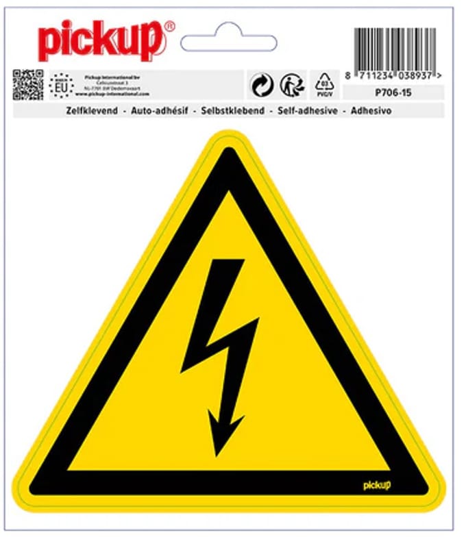 Pickup sticker gevaarlijke elektrische spanning driehoek 15 cm