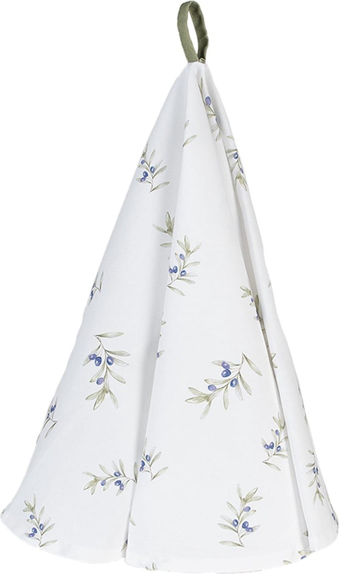 Clayre & Eef Theedoek Ø 80 cm Wit Katoen Olijven