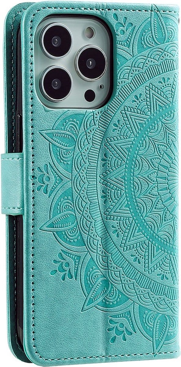 Peachy Mandala Wallet TPU hoesje geschikt voor iPhone 14 Pro Max - groen