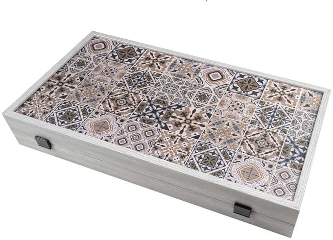 Philos Backgammon spel Kassette Lefkada groot houten bord.