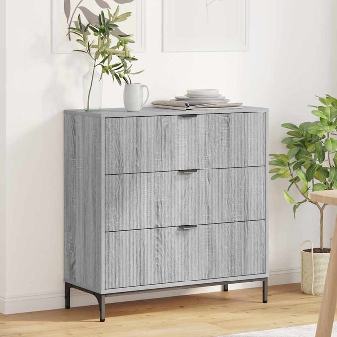 vidaXL - Dressoir - Grijs - Sonoma - 79,5 - x - 33 - x - 82 - cm - Bewerkt - hout