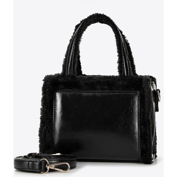 Wittchen - Dames Eco-Leren Handtas - Zwart - Met Bont Afwerking