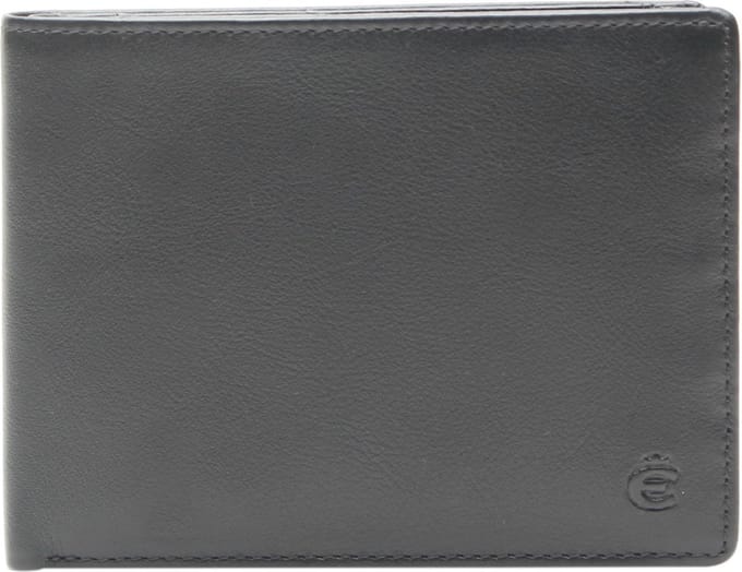 Esquire Leren Kaarthoes Logo Billfold Wallet Black Zwart