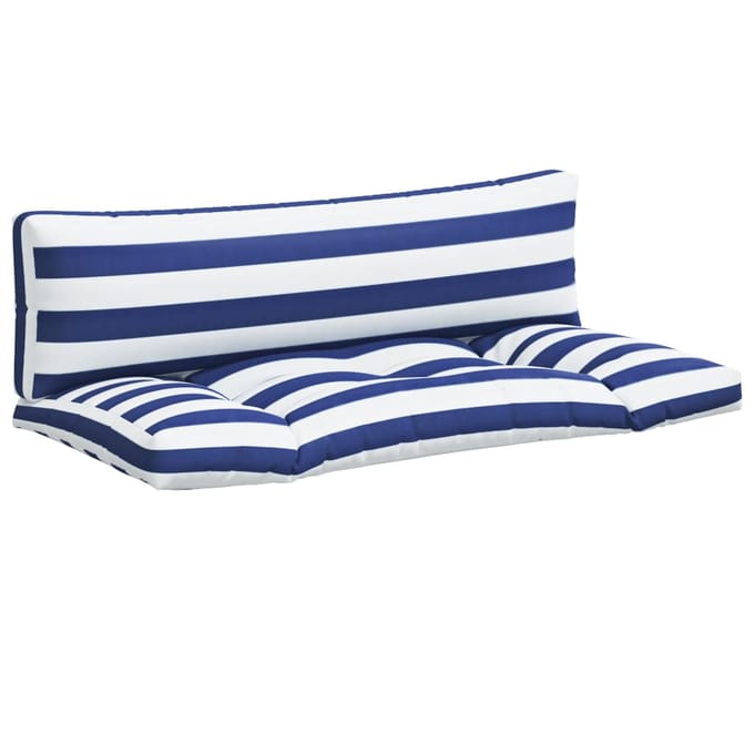 vidaXL - Palletkussens - 2 - st - gestreept - oxford - stof - wit - en - blauw