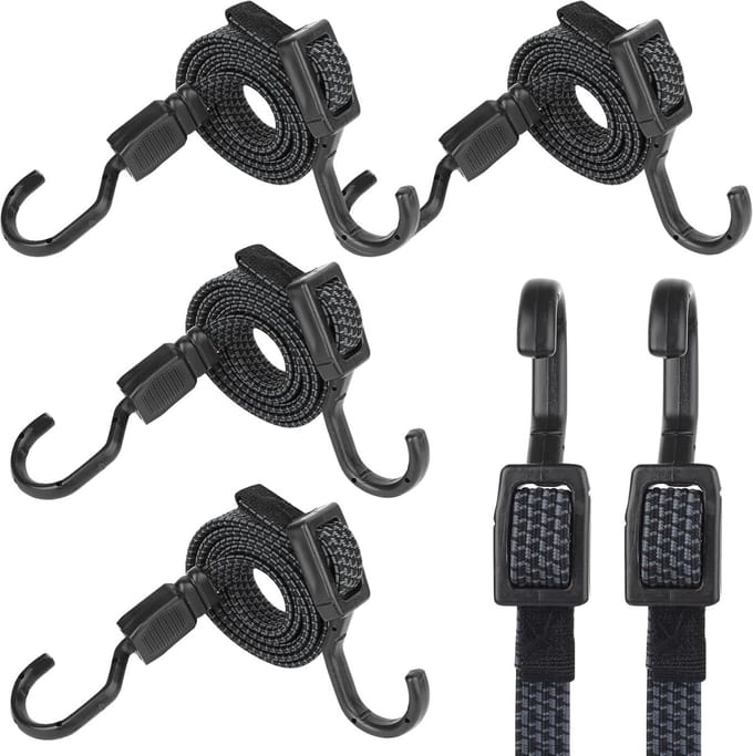 Verstelbare Spanrubbers - Elastische Banden - Bagage Bevestigen - Weerbestendig Materiaal - 4 Stuks 100 cm - Zwart