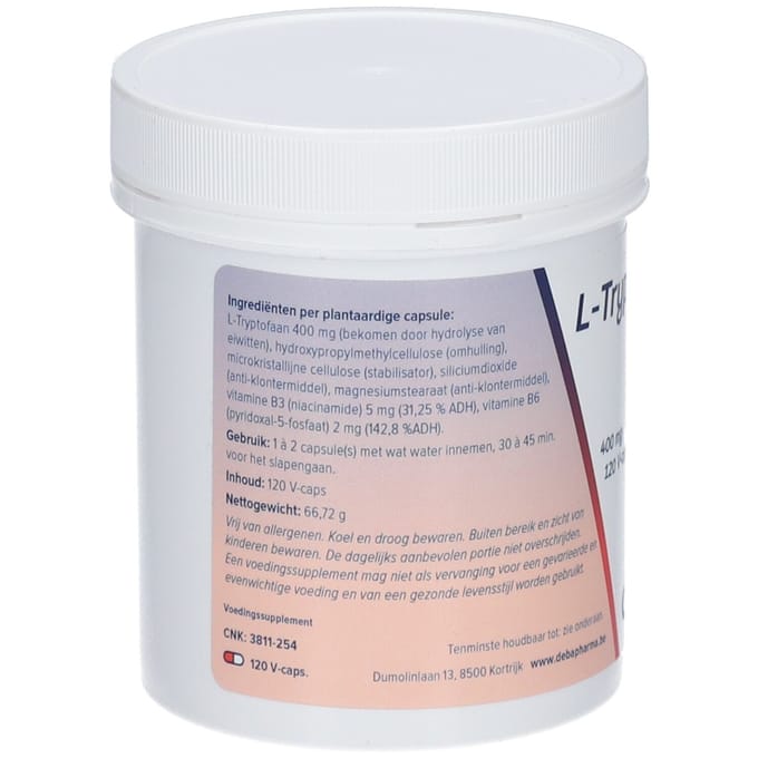 Deba Pharma L-Tryptofaan 400 mg 120 Capsules