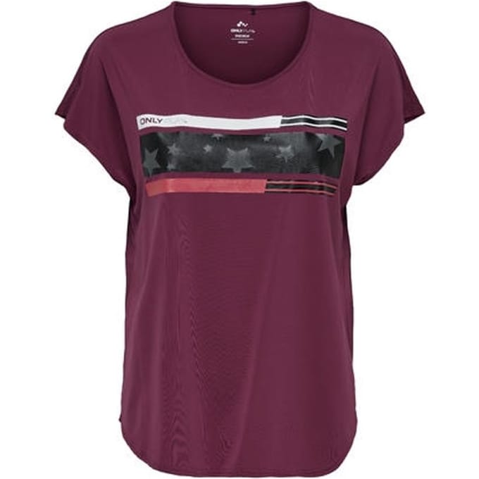 Only Play Audrey Loose Training Shirt Dames Sporttop - Beet Red - Maat M