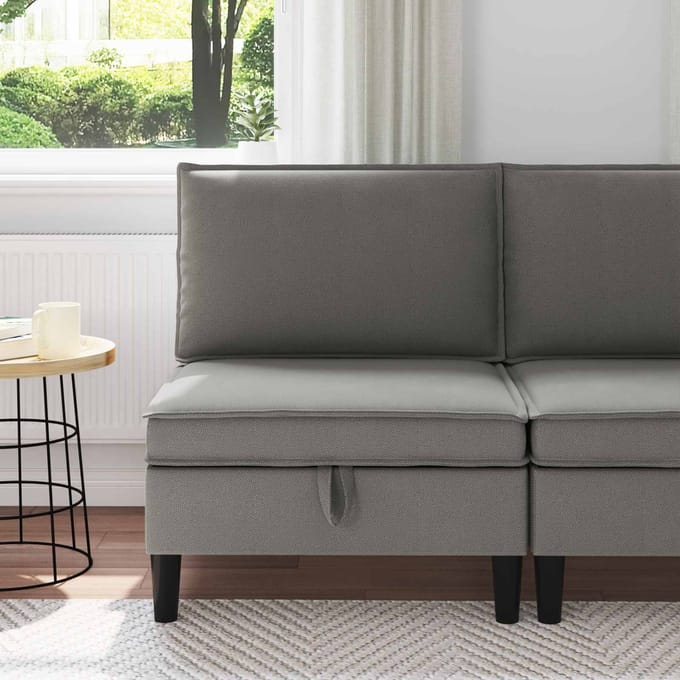vidaXL - Midden - Sofa - met - Opbergruimte - Donkergrijs - Fluweel