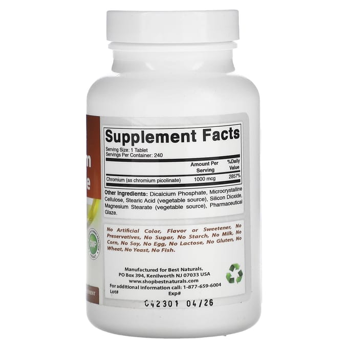 Chromiumpicolinaat, 1.000 mcg, 240 tabletten