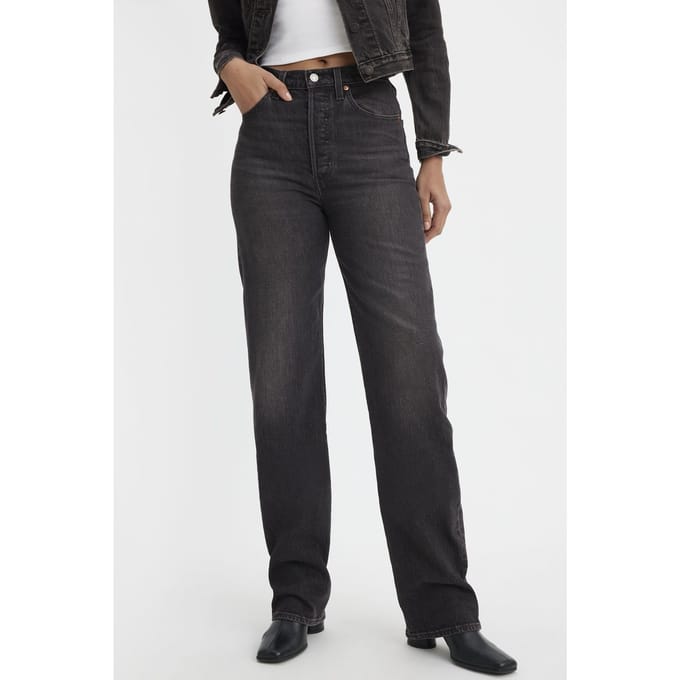Levi's Ribcage Full Length Static Noise Overloa Maat: W25L32 | Straight Jeans Outlet | Dames | Zwart