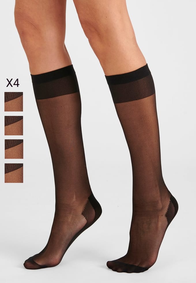 Damart - Set van 4 paar kniekousen voile 20D - Dames - Zwart - 36/37
