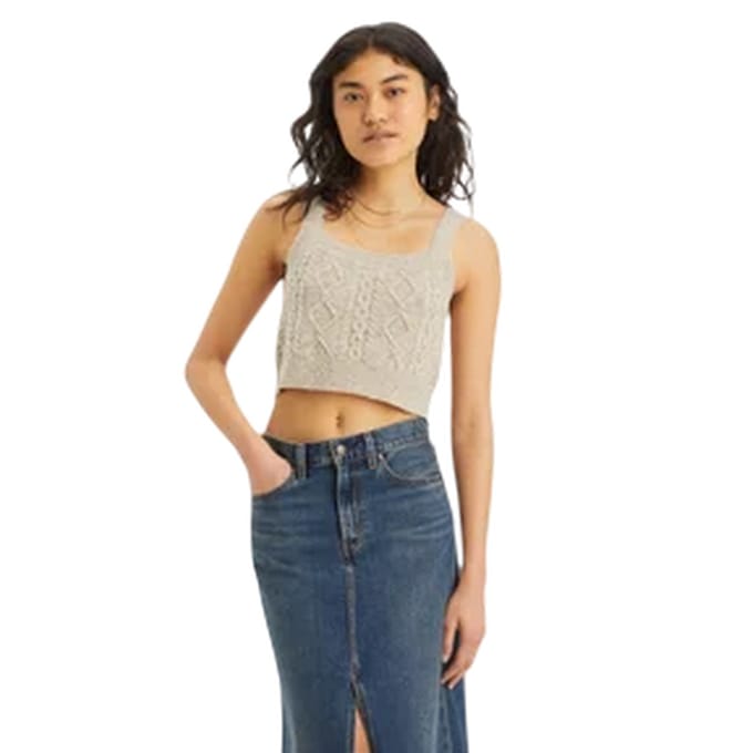 Levis Korte tanktop met kabelpatroon voor dames (Havermout Heather)