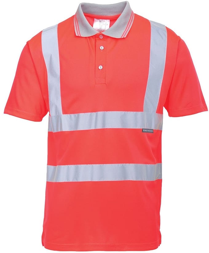 Portwest Hi-Vis Korte Mouw Polo S477 - Rood - L