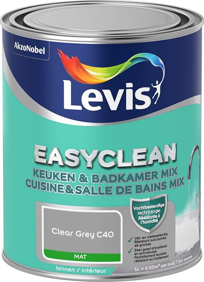 Levis - Easyclean Keuken & Badkamer Mix - Clear Grey C40 - Mengverf - 1 L