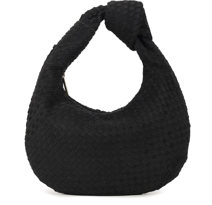 Kunst suede handtas Abby - gevlochten - Zwart