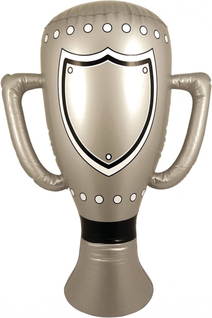 Opblaasbare winnaars trofee - 60 cm - zilver - Feestartikelen voor supporters - bokaal