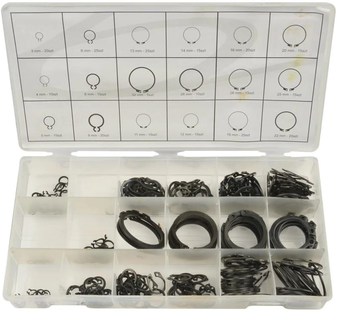 GEKO Circlip assortiment - 18 maten - 300 stuks - 3-32mm - Inclusief opbergdoos