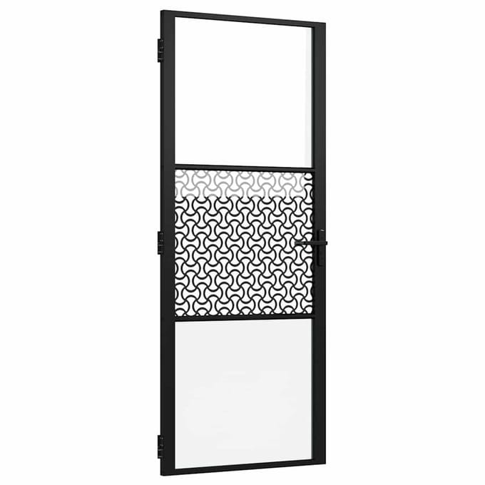 vidaXL - Glazen - deur - 83 - x - 3,5 - x - 201,5 - cm - Aluminium - Zwart