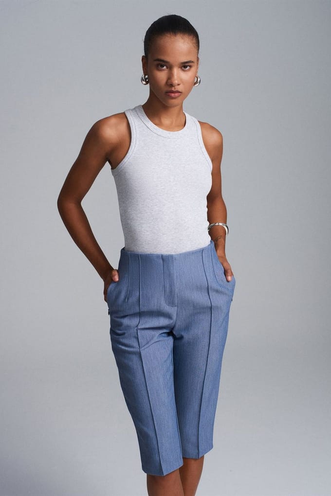 Hoge taille Rechte Capri Shorts Met Splits