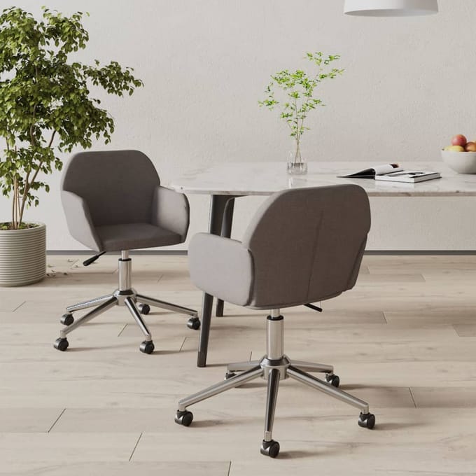 vidaXL - Eetkamerstoelen - draaibaar - 2 - st - stof - donkergrijs
