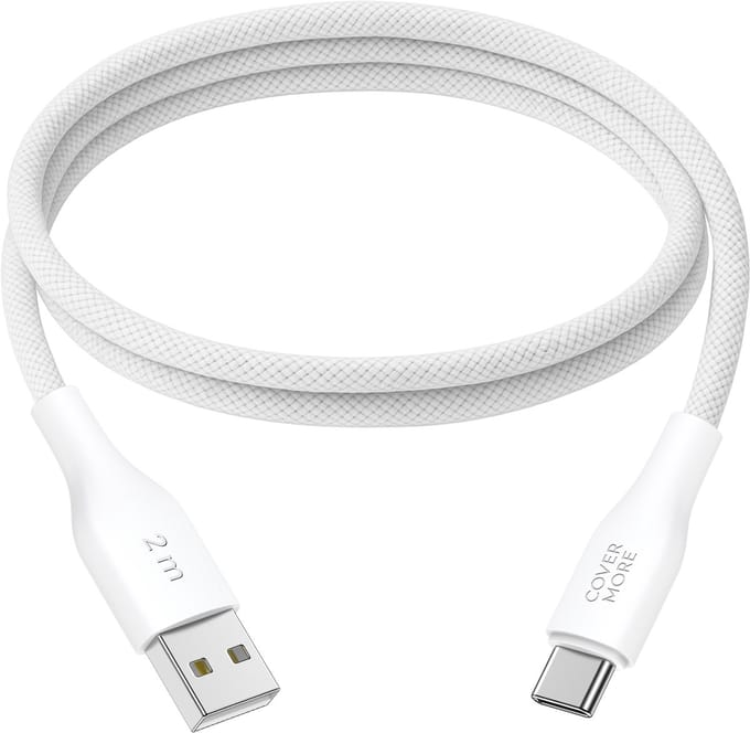 Usb naar usb C kabel - Oplaadkabel - Datakabel - Usb C kabel - 2 meter - Lang - Stevig - Nylon - Sterk - Wit