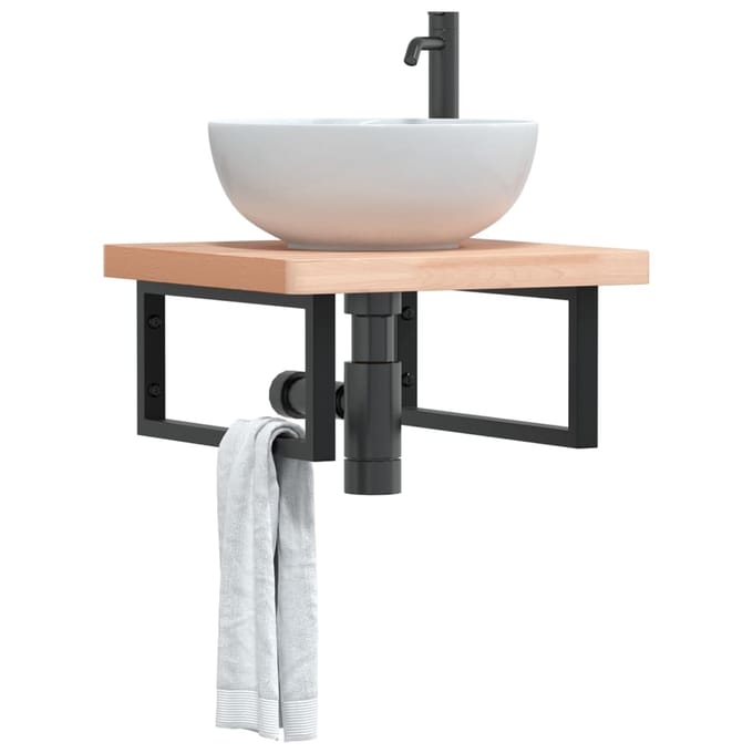 vidaXL - Badkamer - wandschap - staal - en - massief - beukenhout
