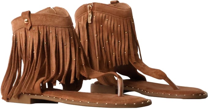 Platte sandalen met rits van R and Be