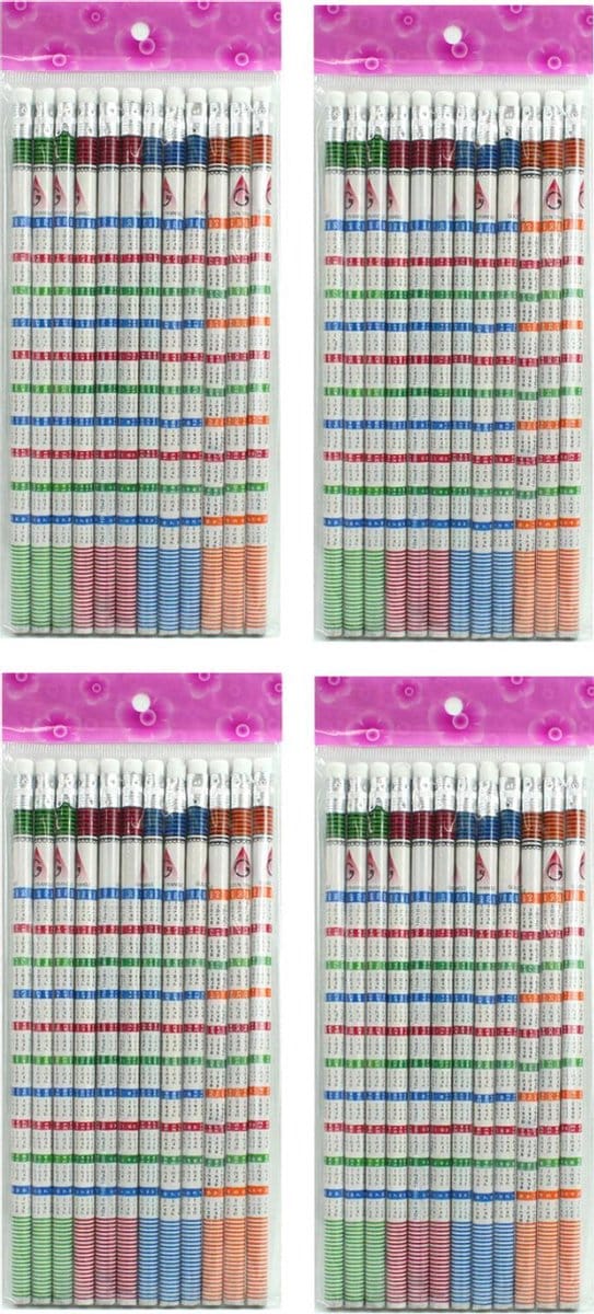 Potlood | Tafels Leren | Reken Potloden | 48 stuks