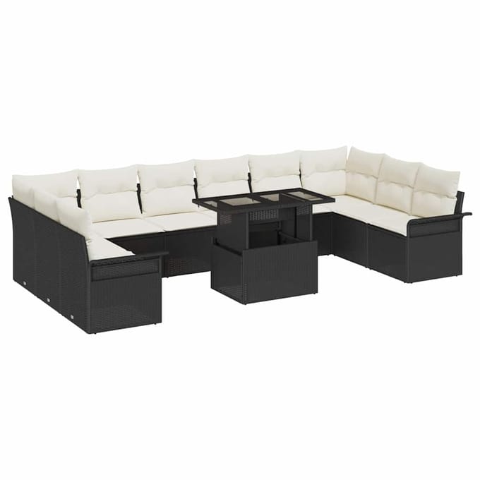 vidaXL Tuin Sofa Set 11 st Zwart Poly riet