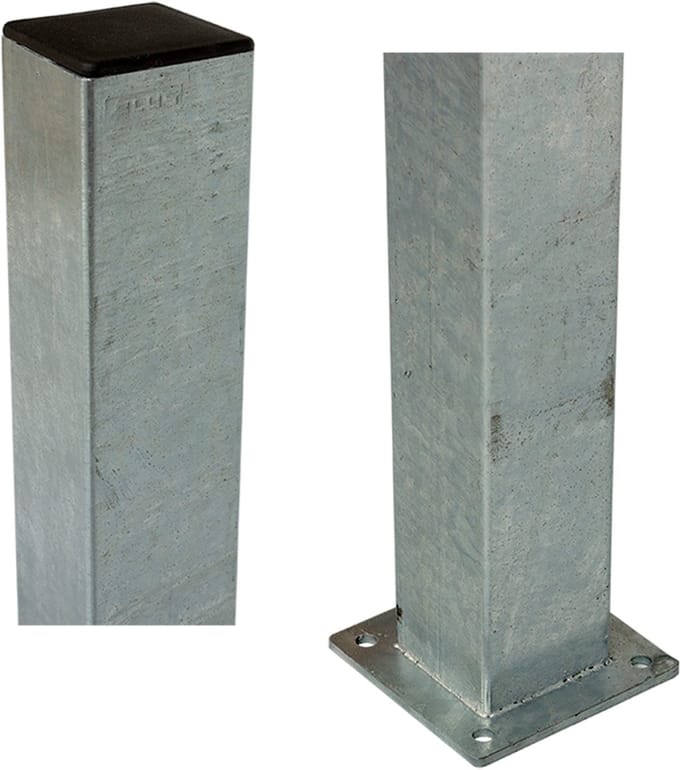 Stalen paal met voetplaat, vierkant 8x8x150cm