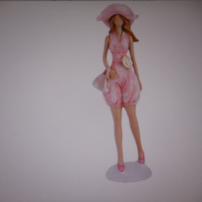 Dame Summer Dress Roze 5,5x5xh21,5cm Lan Gwerpig Polyresin