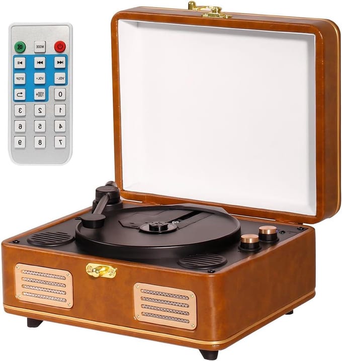 Draagbare CD Speler - Bluetooth Discman - Muziek Luisteren - Geen Batterijen Nodig - 20 cm - Bruin