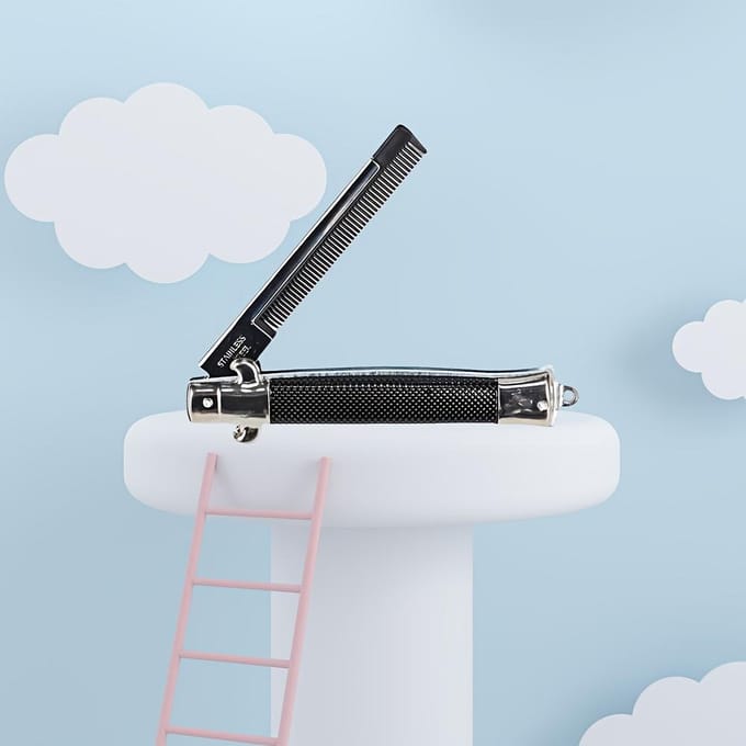 Peigne de Coiffage pour Hommes à Dents Fines Double Usage - Peigne Pliable noir