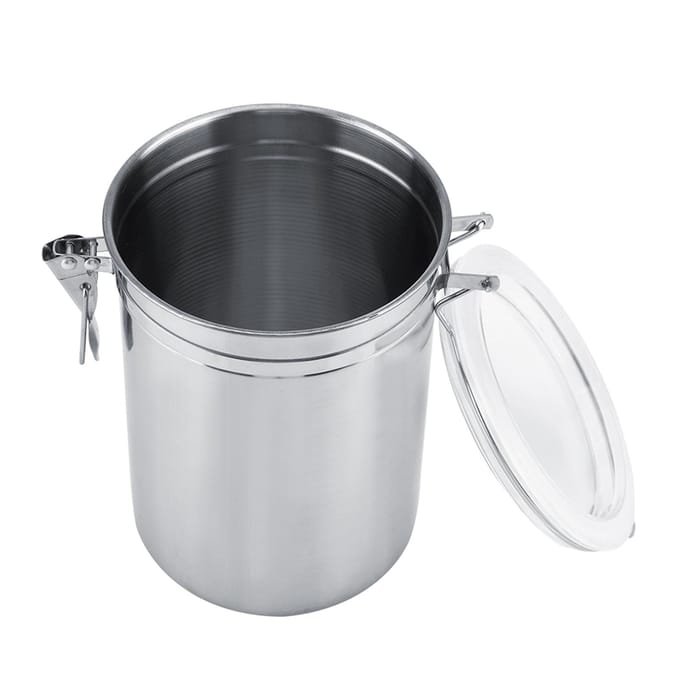 Koffiecontainer van roestvrij staal, vacuüm verzegelde bewaarpot voor suikertheebonen(1800ml) white