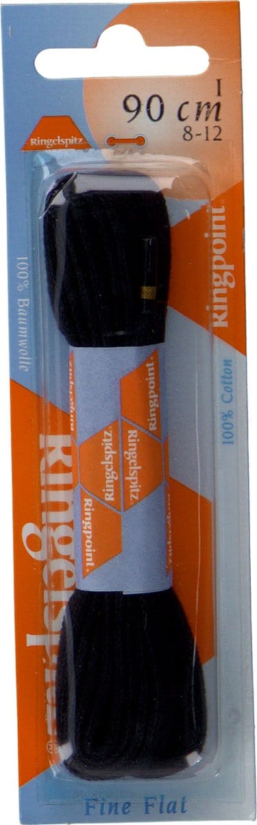 Ringpoint 60 - Platte moderne schoenveter - 100% katoen - 90cm - kleur zwart