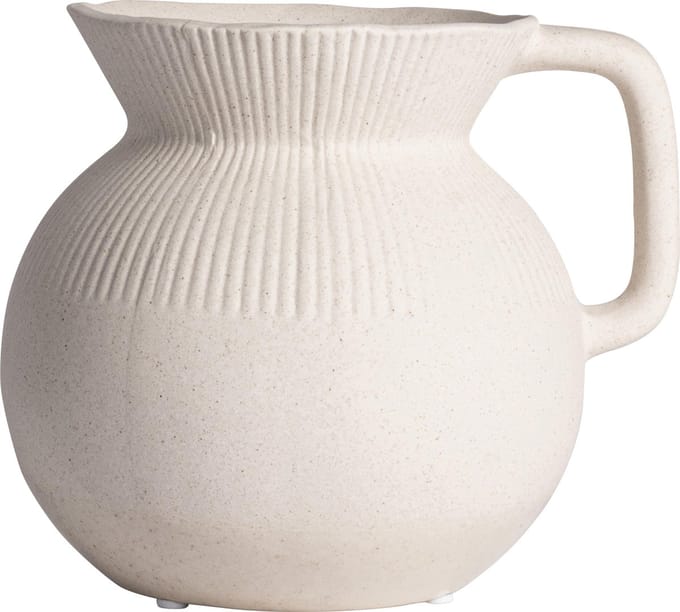 Gusta Keramische witte Vaas met handvat 'Juan' Ø16.4cm - Matte ongeglazuurde vaas