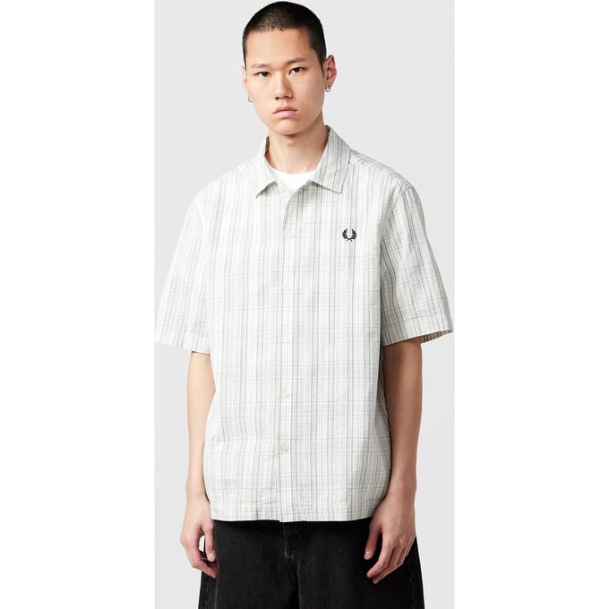 Fred Perry Seersucker Check Shirt, wit