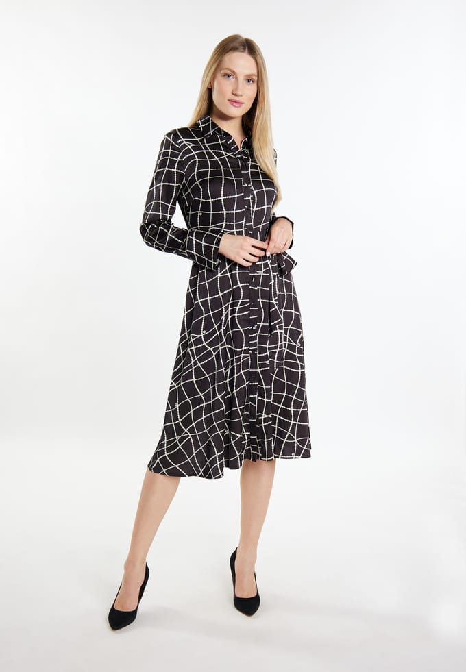 Dreimaster midi-jurk Dames zwart en wit