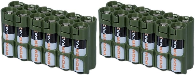 Batterij Caddy - Batterijhouder - Veilig Opbergen - Compact Ontwerp - 2 Stuks - Militair Groen