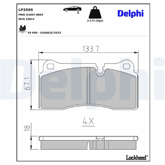 Remblokkenset, schijfrem DELPHI LP3595