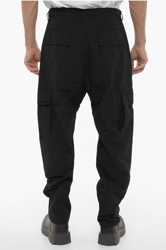 Nylon cargobroek met geborduurd logo in zwart