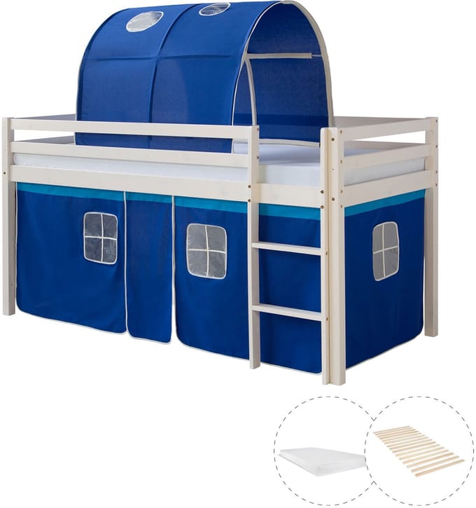 Homestyle4u Hoogslaper - 90x200 cm - Wit - met lattenbodem en matras
