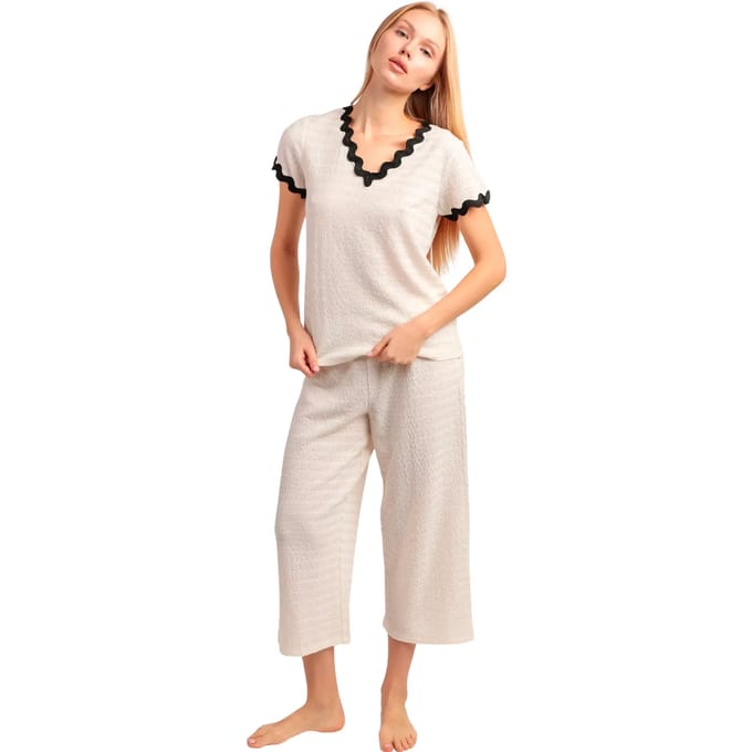 Pyjama-sets Admas Pyjama palazzo broek t-shirt Luxe Waves