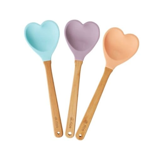 Rice siliconen lepel hartvormig assorti pastel