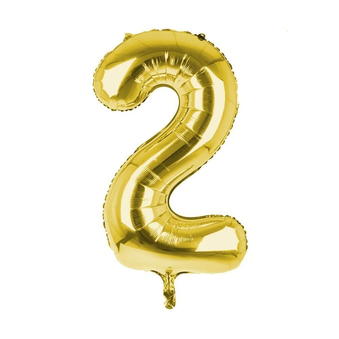 Cijfer Ballon '2'  Goud (100CM)