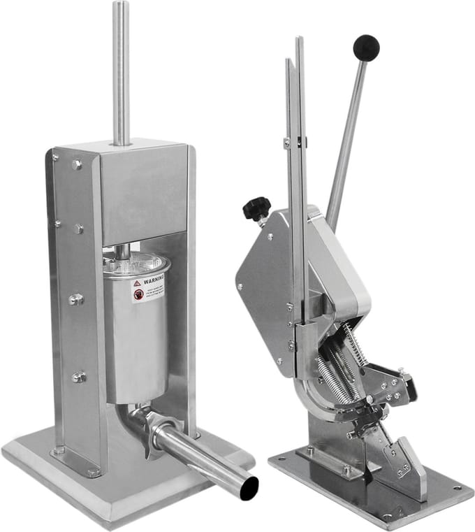 Worstenvuller met worstclipper - zilver - 5 l - 2000 clips