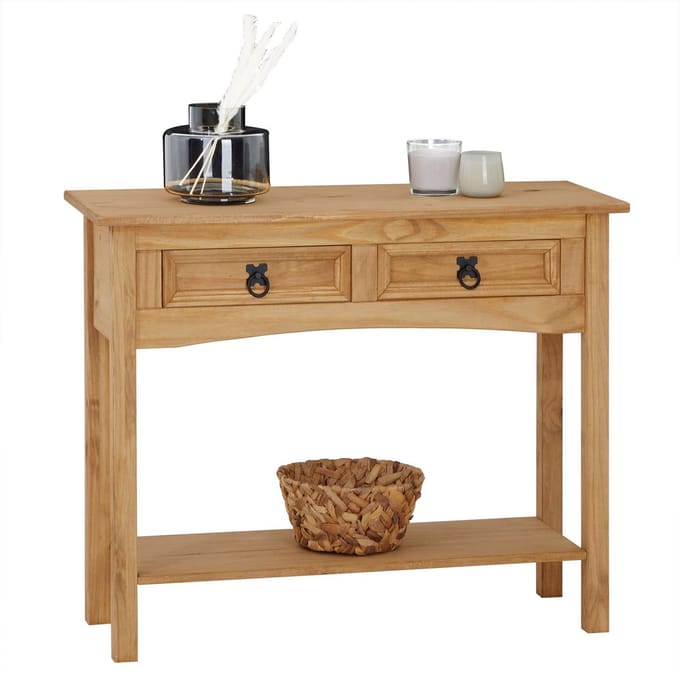 Consoletafel SALSA van massief grenenhout met 2 lades