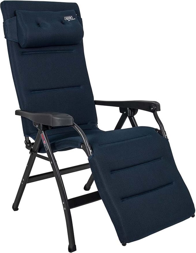 Crespo Relaxstoel - AP/242 - Air-Deluxe - Ergonomisch & Inklapbaar - Met Hoofdkussen - Blauw