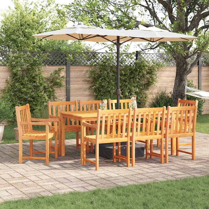 vidaXL - Tuin - Eettafel - Set - 9 - st - Bruin - Massief - Acacia - Hout
